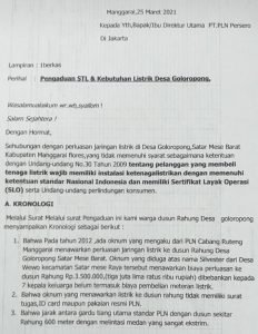 Warga Desa Golo Ropong Satar Mese Surati Direktur PLN Pusat