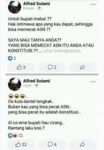 Akun Facebook Alfred Sutami, Diduga Hina Bupati Mabar