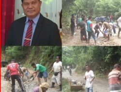 Bantu Perbaikan Jalan yang Rusak Parah, Djendi Putra Peozaka Ramaba Ende Sumbang Material