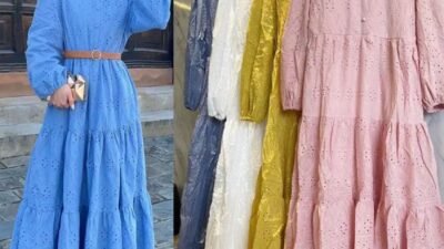 Gamis Premium Katbol Katun Bordir Bolong Cantik jadi Tren Baju Lebaran 2025